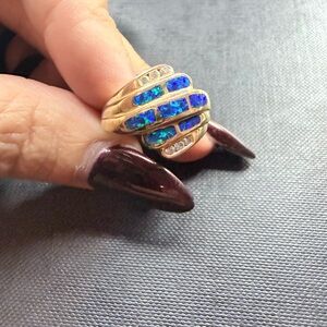 Elegant Gold and Blue Opal Ring